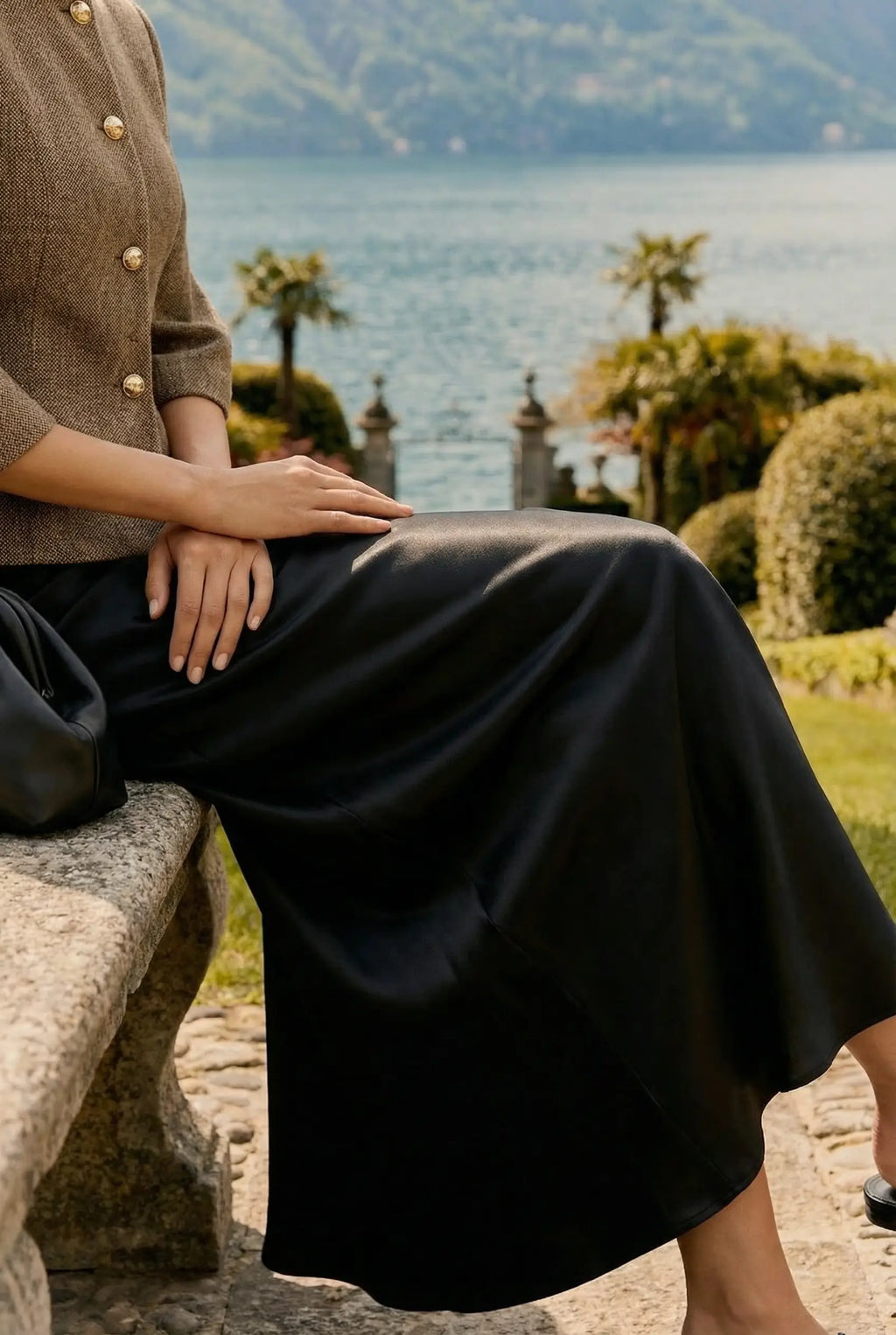 Celine Satin Bias-Cut Maxi Skirt