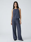 Gestreept Slim Spaghetti Top en Broek Casual Tweedelige Set