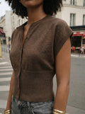 Round Neck Sleeveless Cardigan