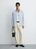 Casual Blue and White Striped Long Sleeve Shirt