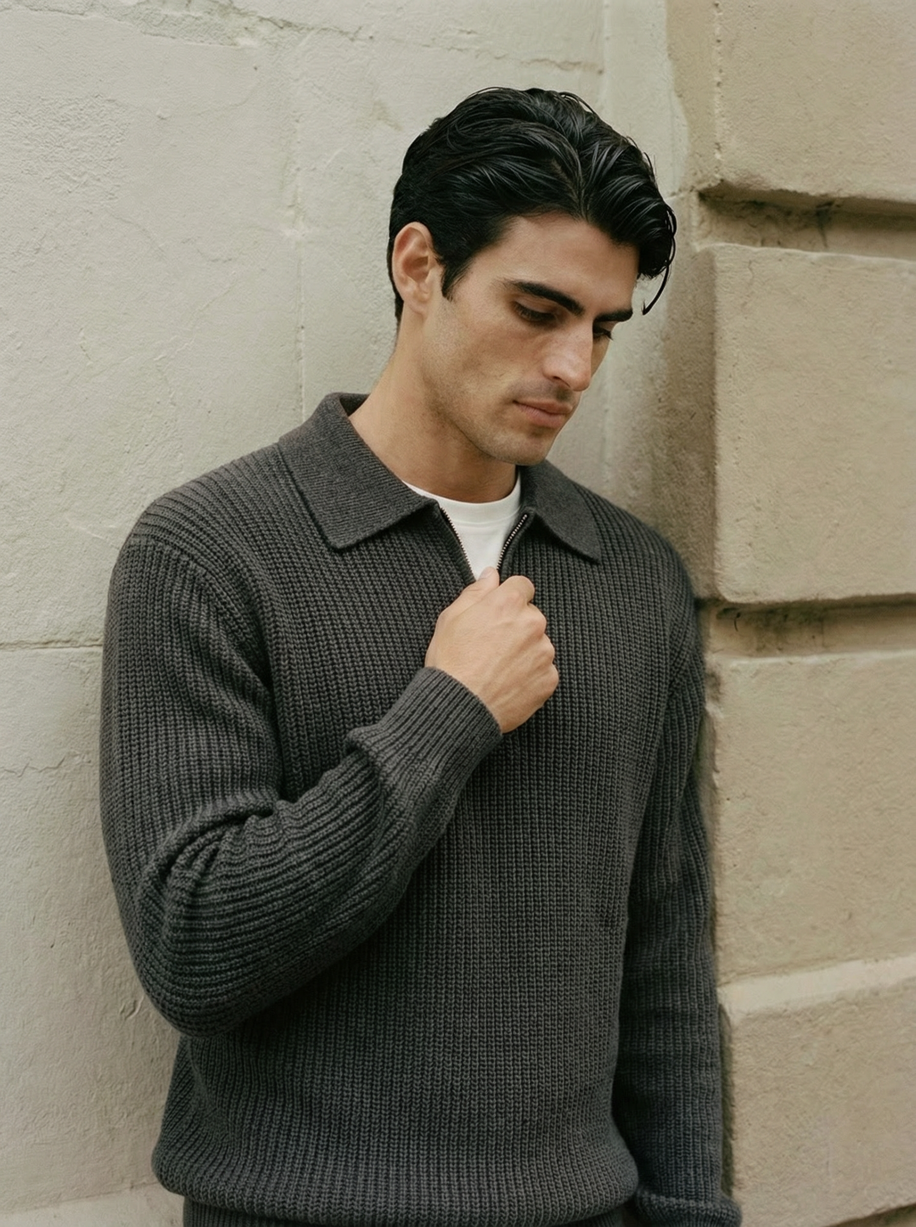 Finn Strickpullover mit Viertelreißverschluss