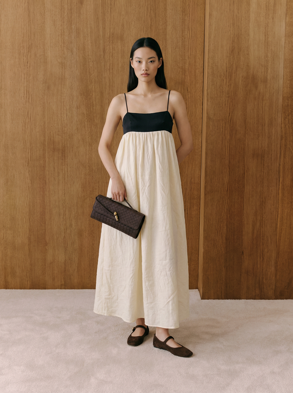 Elise Two-Tone Empire Maxi Dress