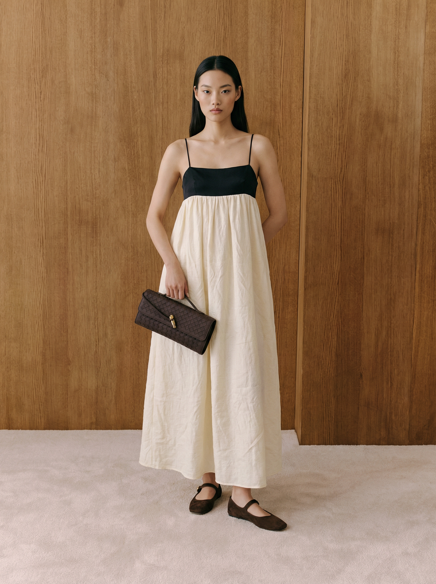 Elise Zweifarbiges Empire-Maxikleid