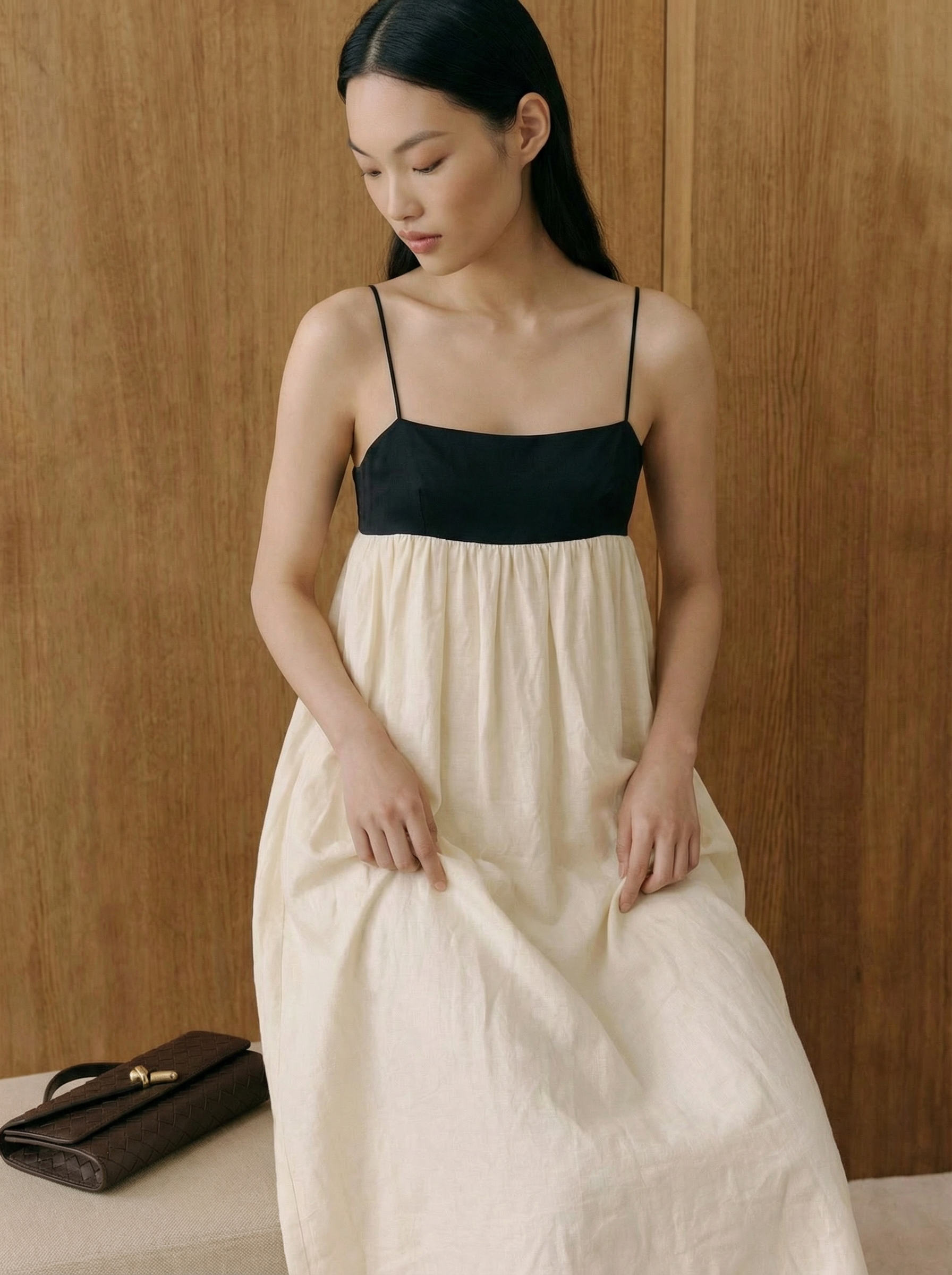 Elise Zweifarbiges Empire-Maxikleid