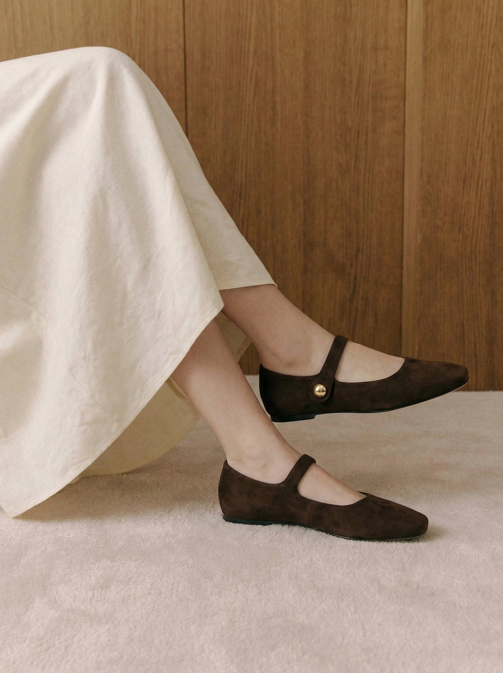 Elena Chocolate Suede Mary-Janes