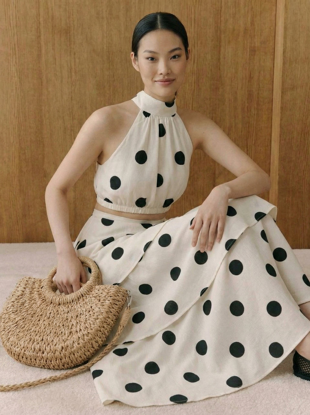Luna Polka Dot Tiered Maxi Set