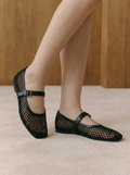Black Mesh Mary Jane Flats