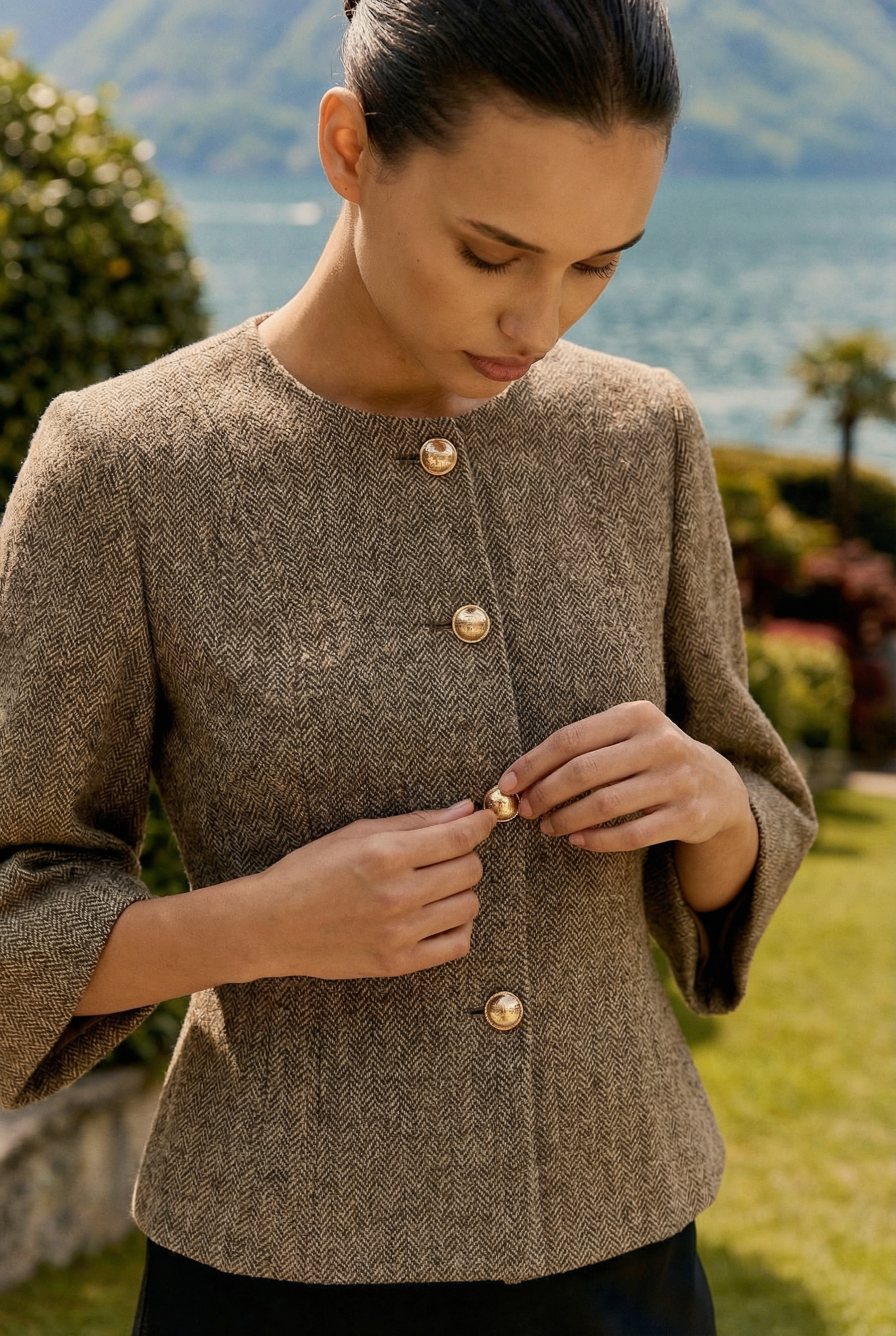 Celine Textured Button-Up Top