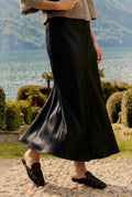 Celine Satin Bias-Cut Maxi Skirt