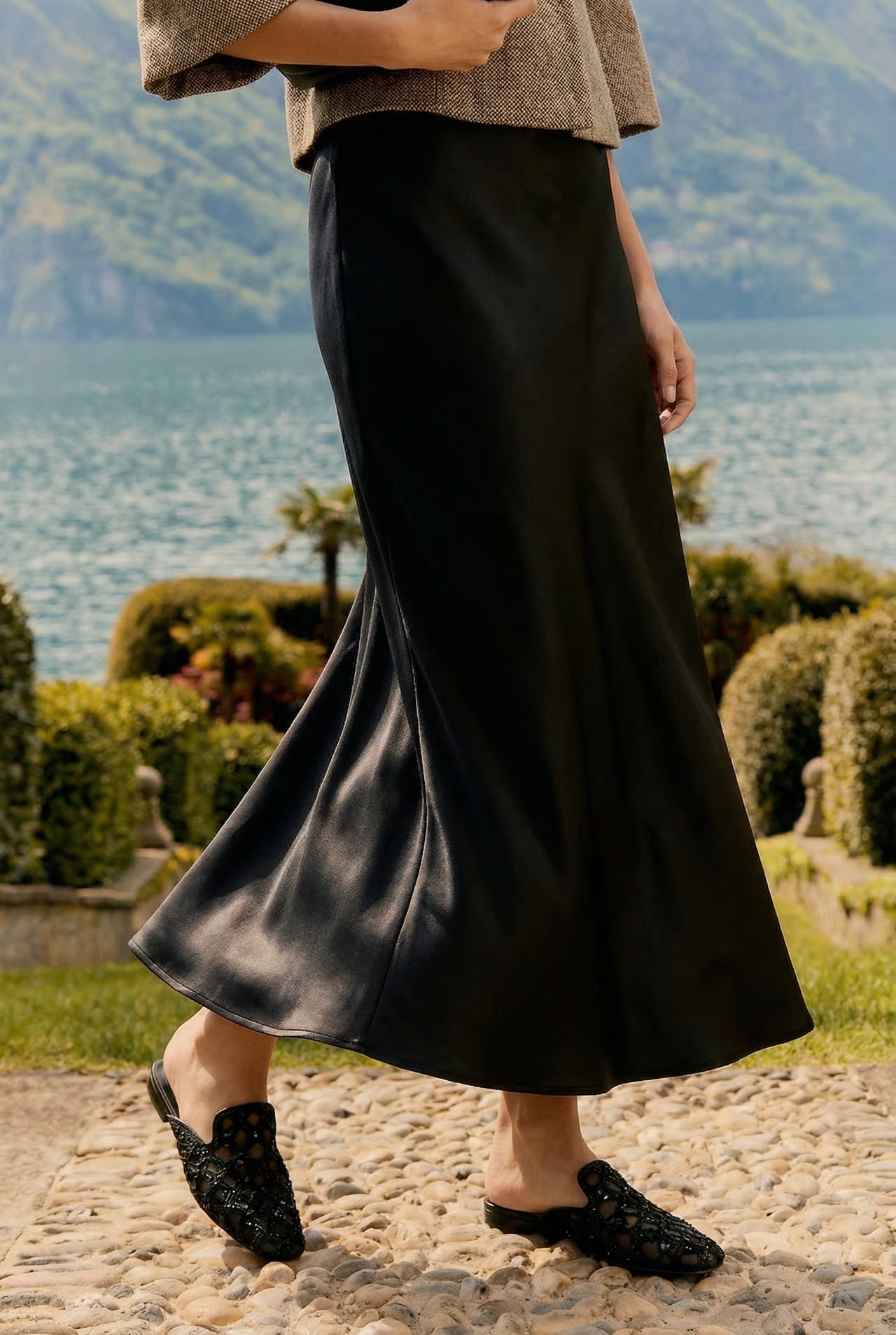 Celine Satin Bias-Cut Maxi Skirt