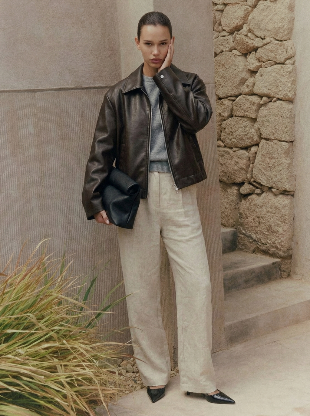 Estate Oversized Leather Bomber