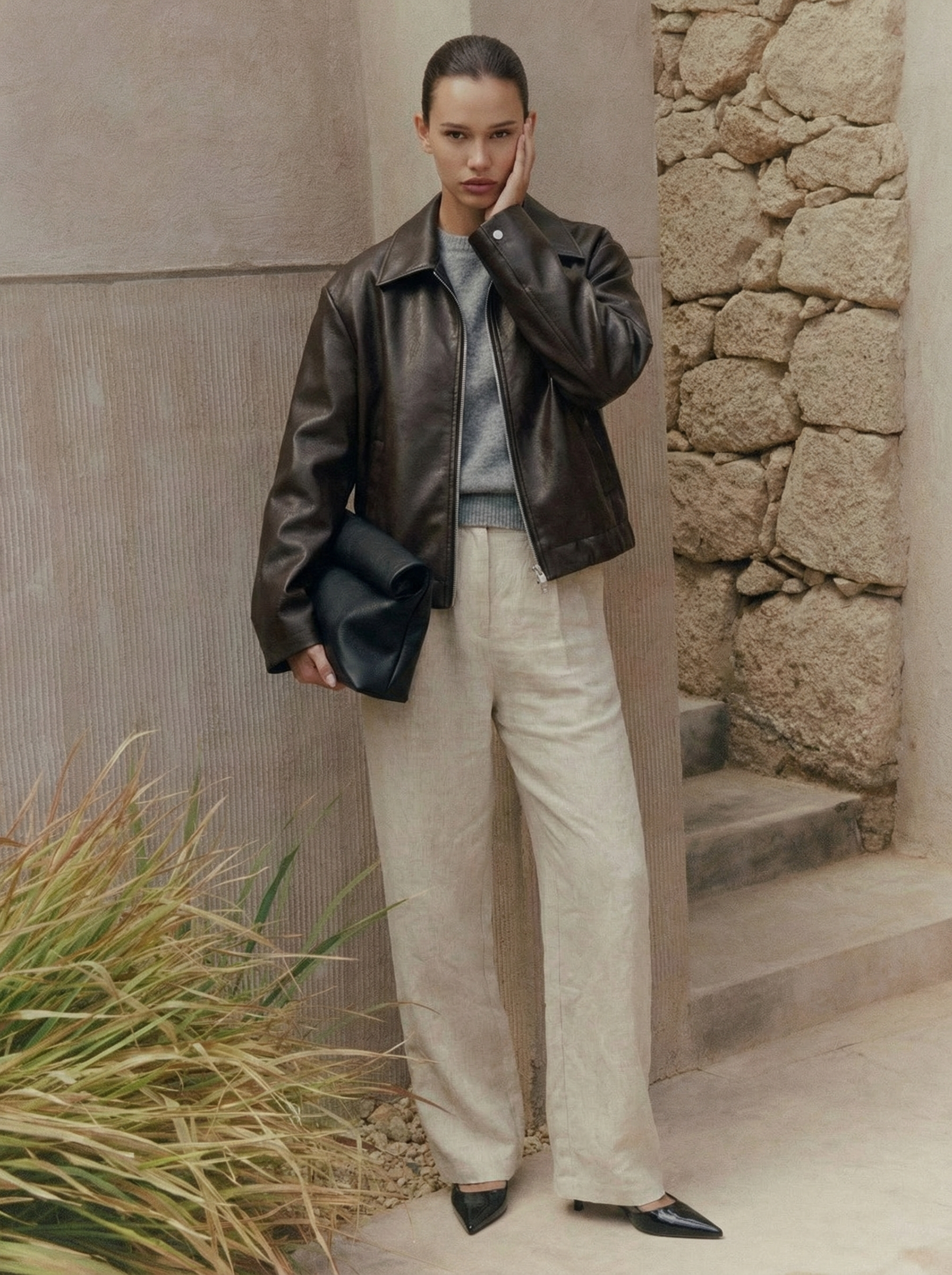 Estate Oversized Leather Bomber