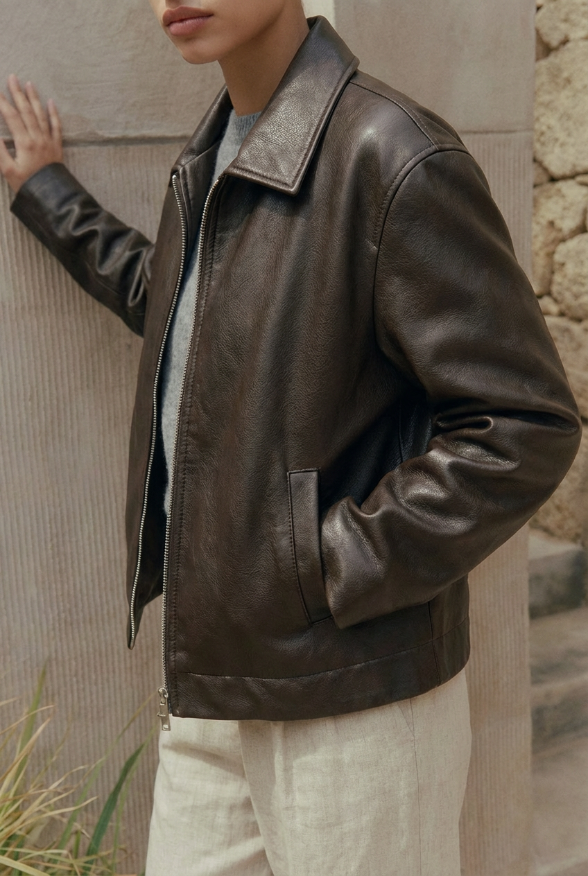 Estate Oversized Leather Bomber