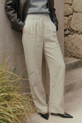 Elisa Tailored Linen Wide-Leg Trousers
