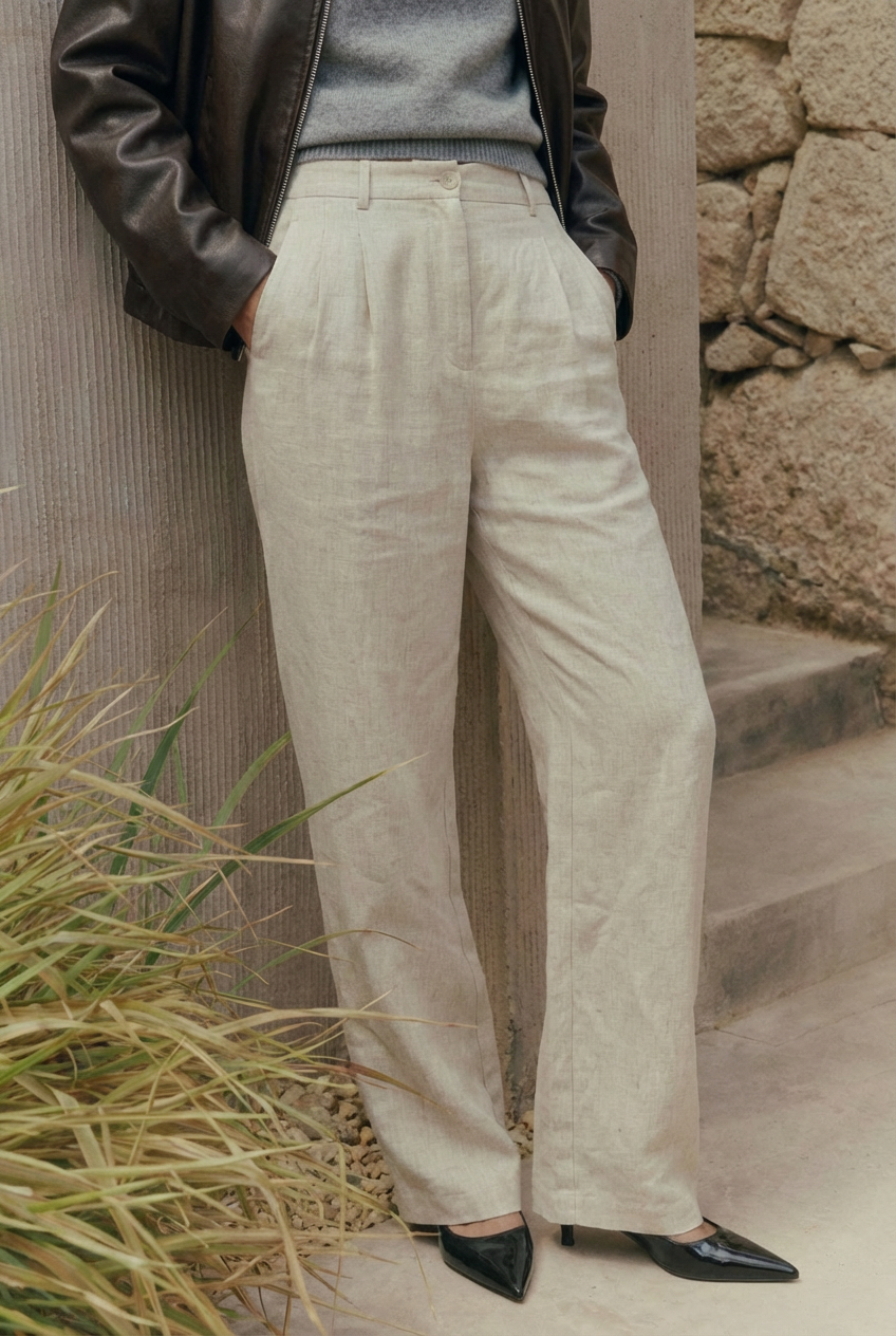 Elisa Leinenhose mit weitem Bein