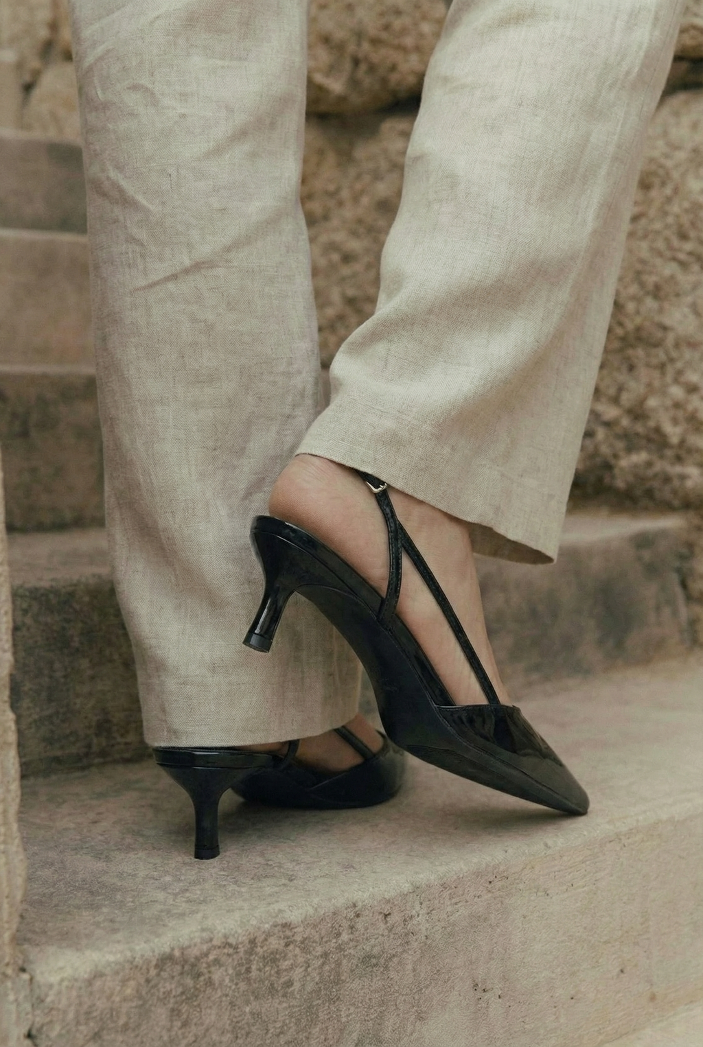 Vesper Patent Pointed Slingback Pumps