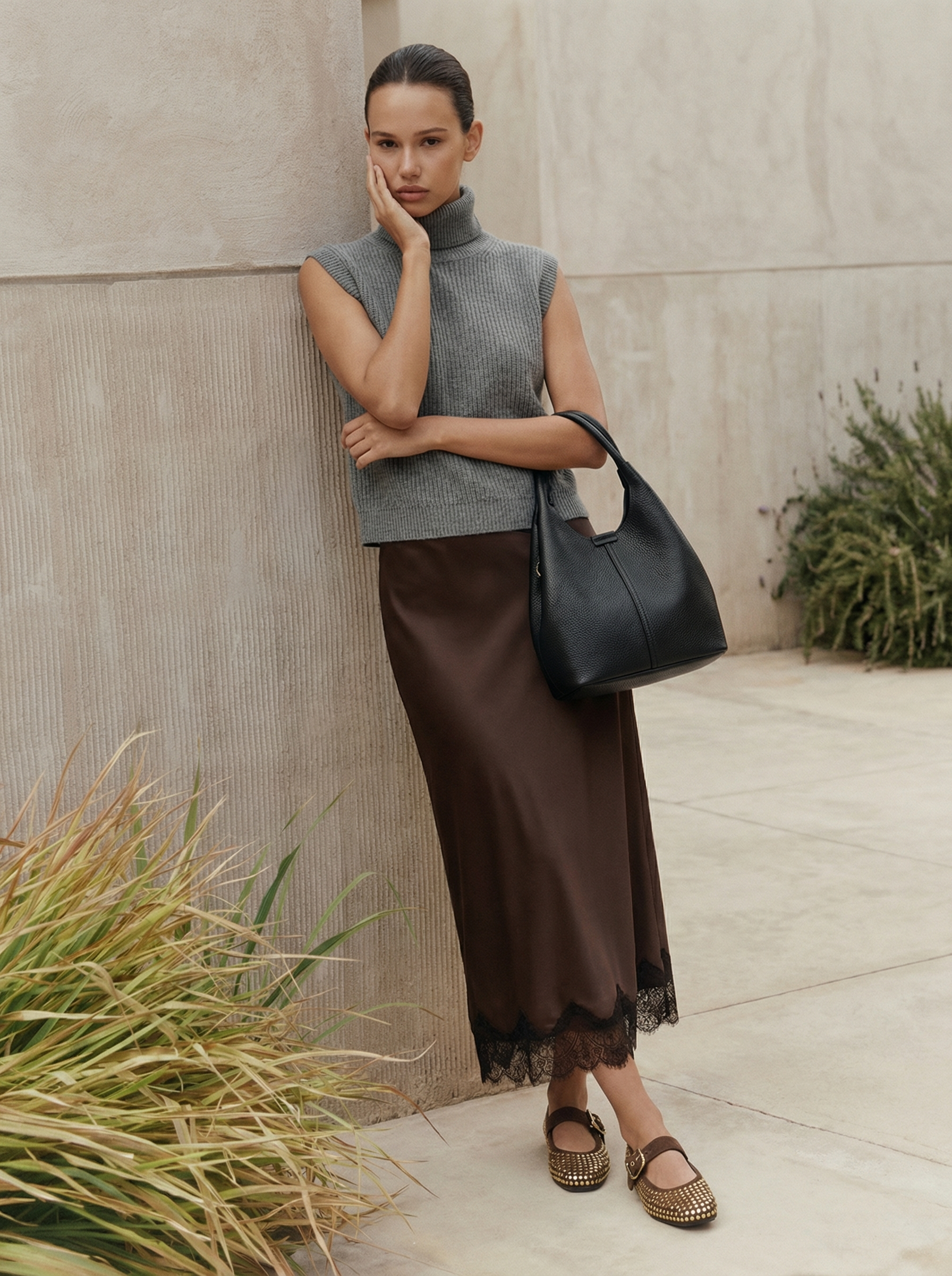 Aria Ribbed Turtleneck Vest