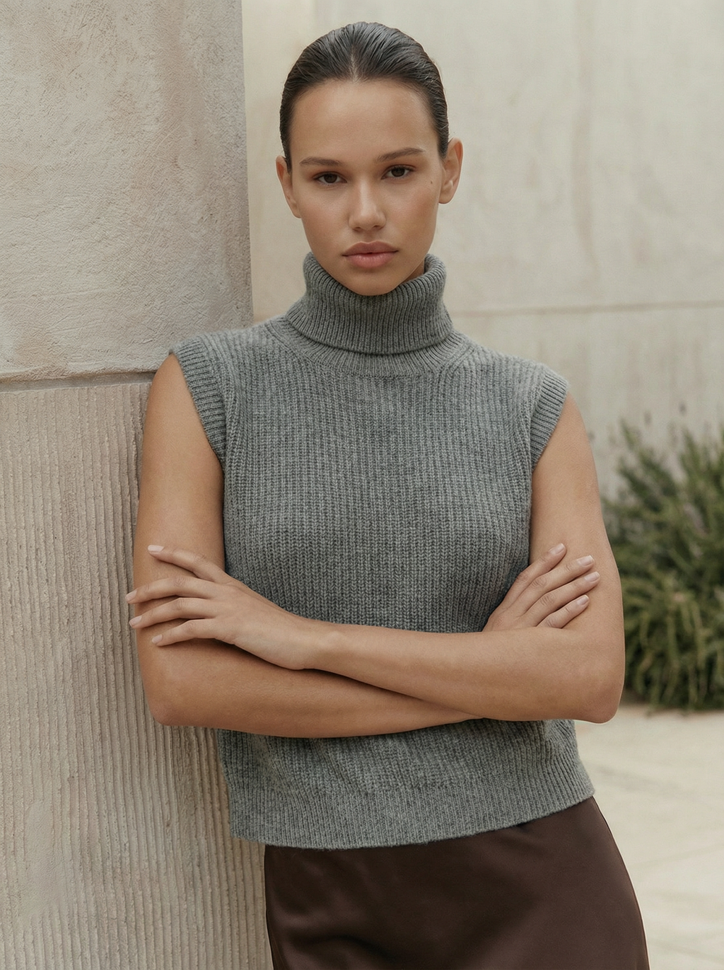 Aria Ribbed Turtleneck Vest