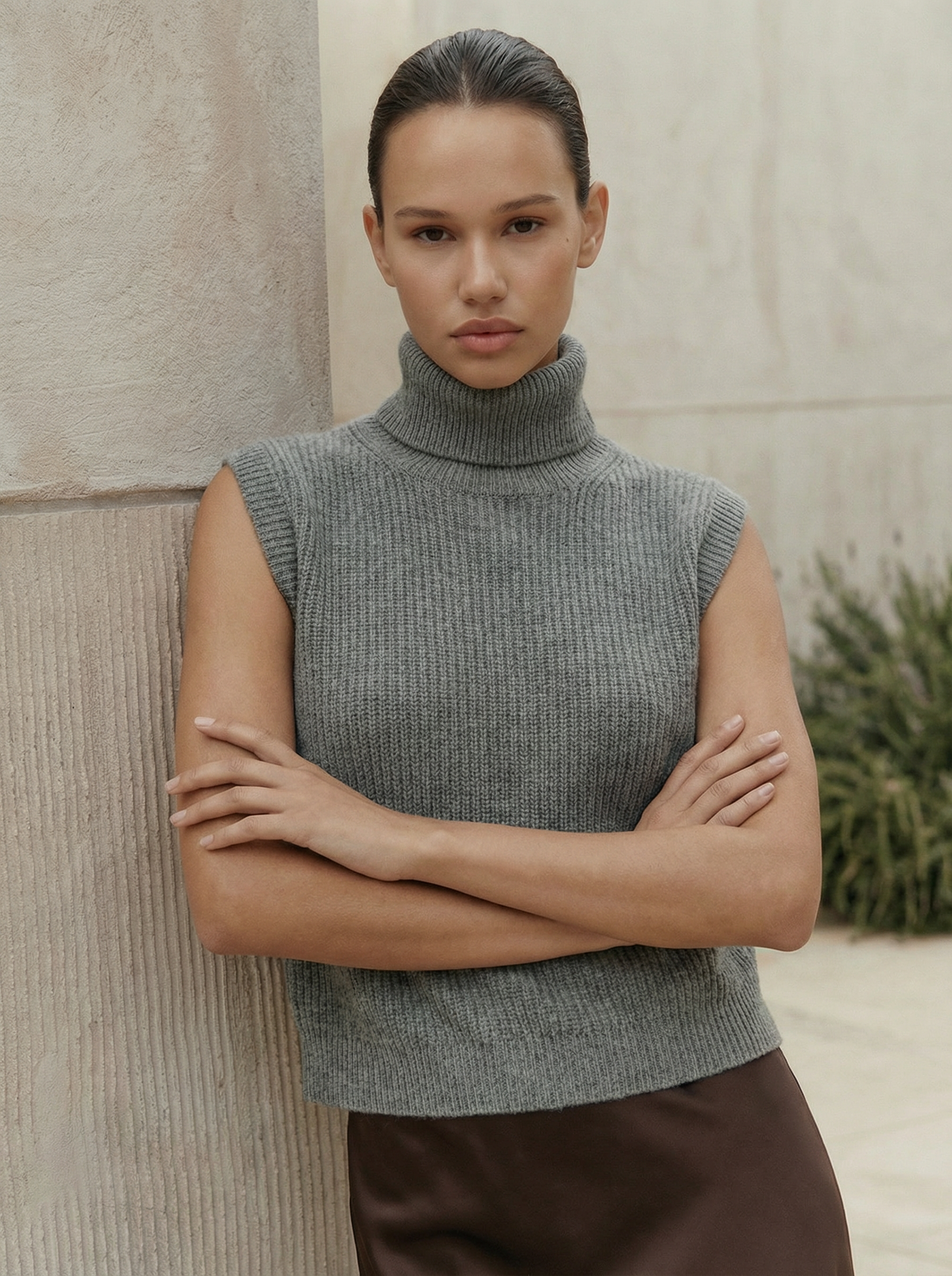 Aria Ribbed Turtleneck Vest