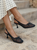Lyra Mesh Bow Slingback Heels
