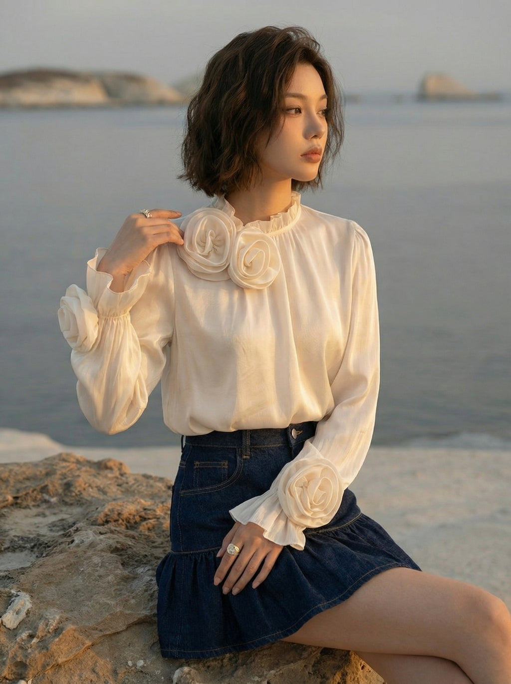 Rosalind Silk Floral Appliqué Blouse