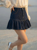 Indigo Flounce Denim Mini Skirt