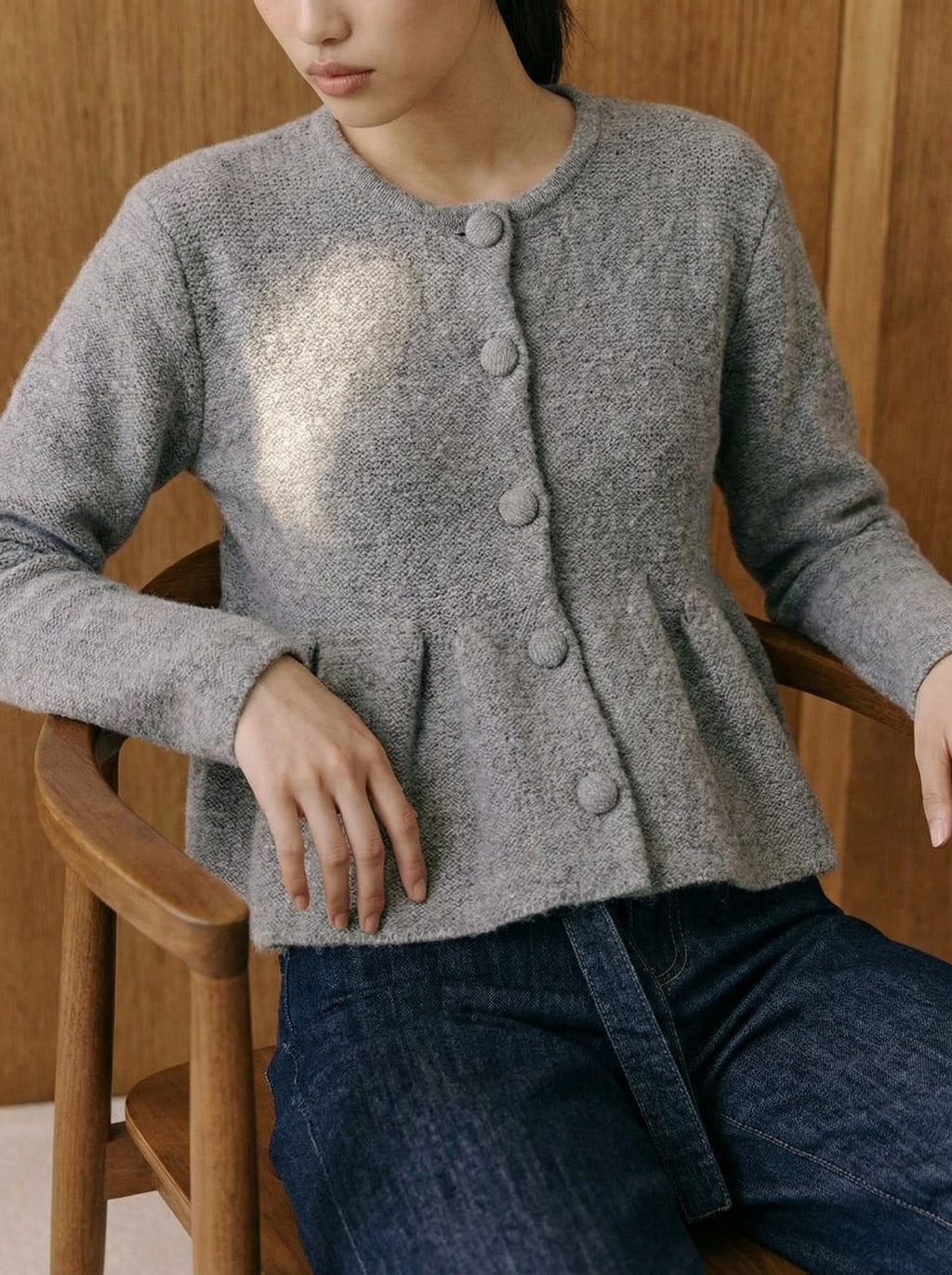Celeste Peplum Button-Up Cardigan