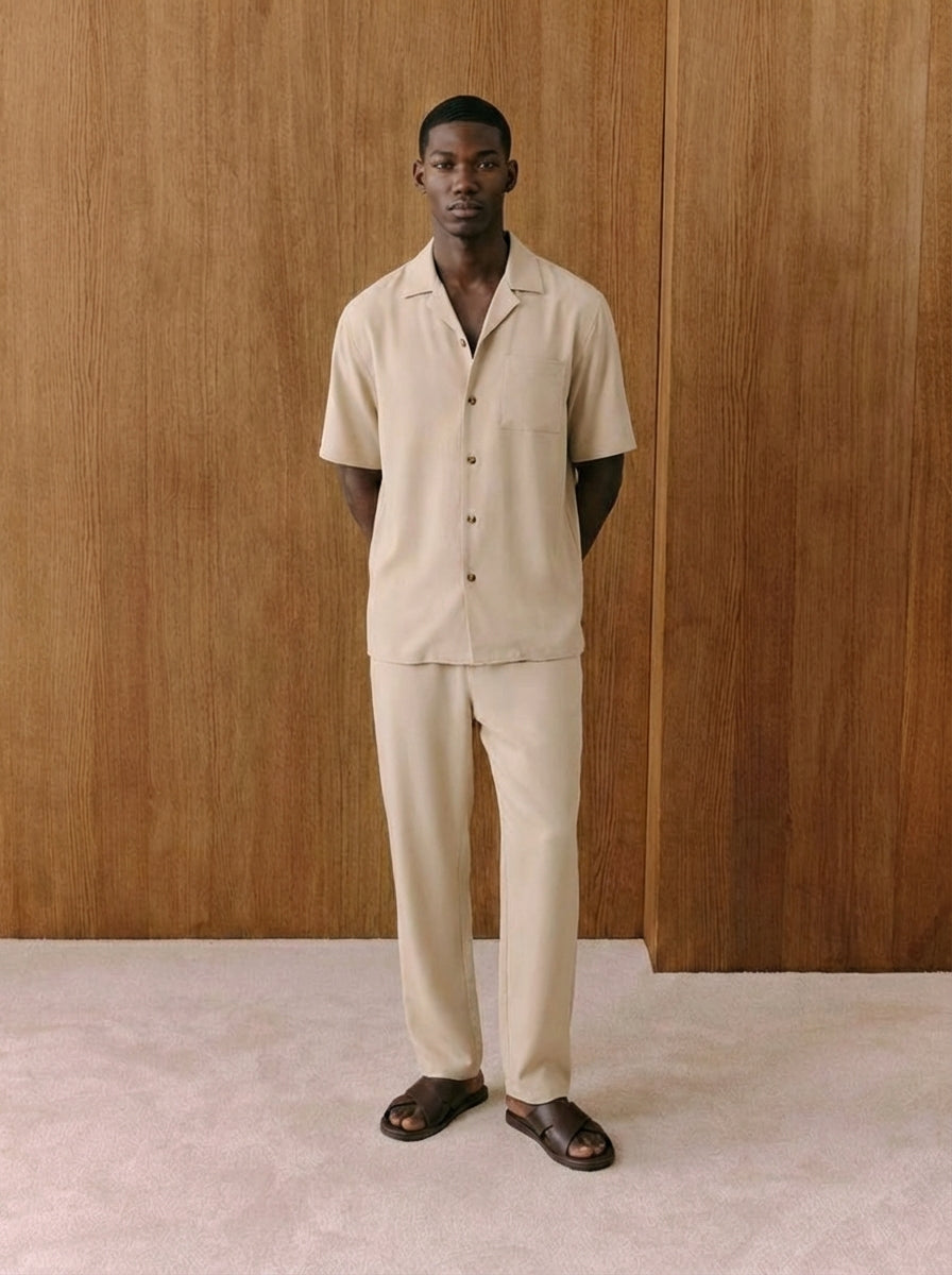 Nero Casual Short Sleeve Shirt & Trouser Set