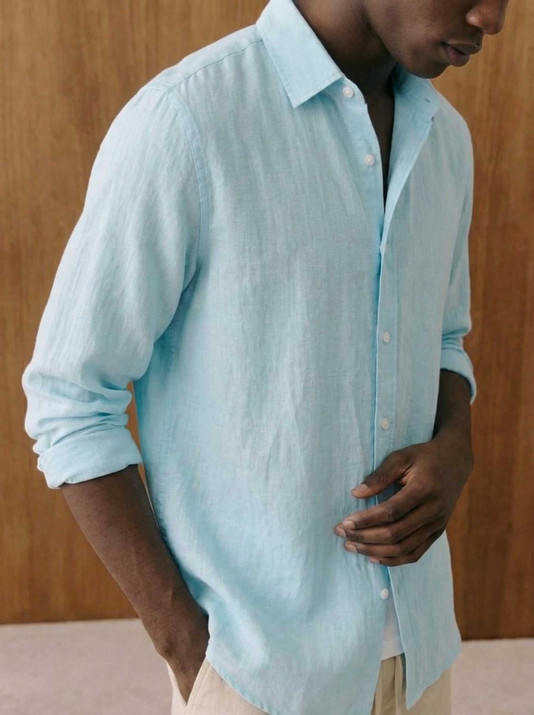 Lorenzo Sky Blue Cotton Muslin Shirt