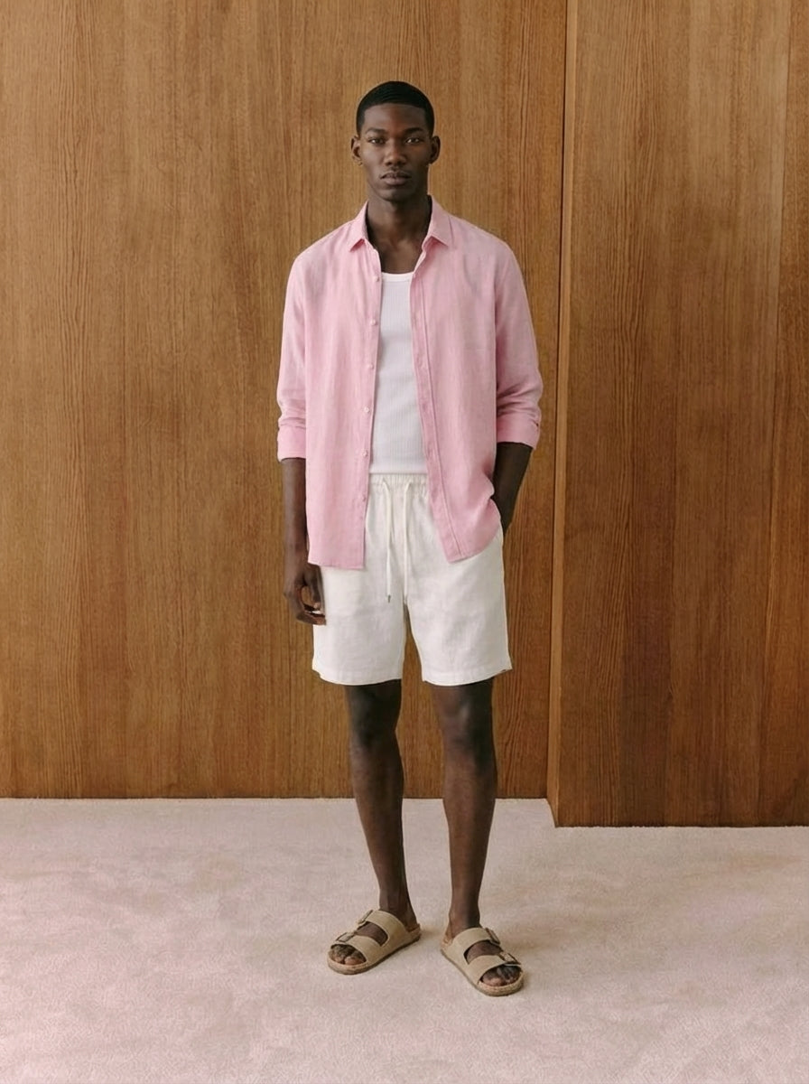 Lorenzo Pink Cotton Muslin Shirt