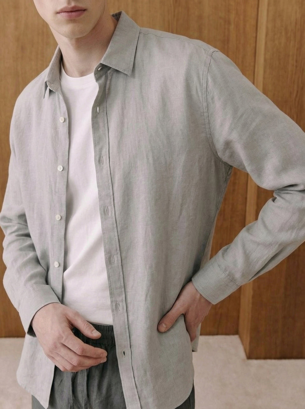 Lorenzo Grey Cotton Muslin Shirt