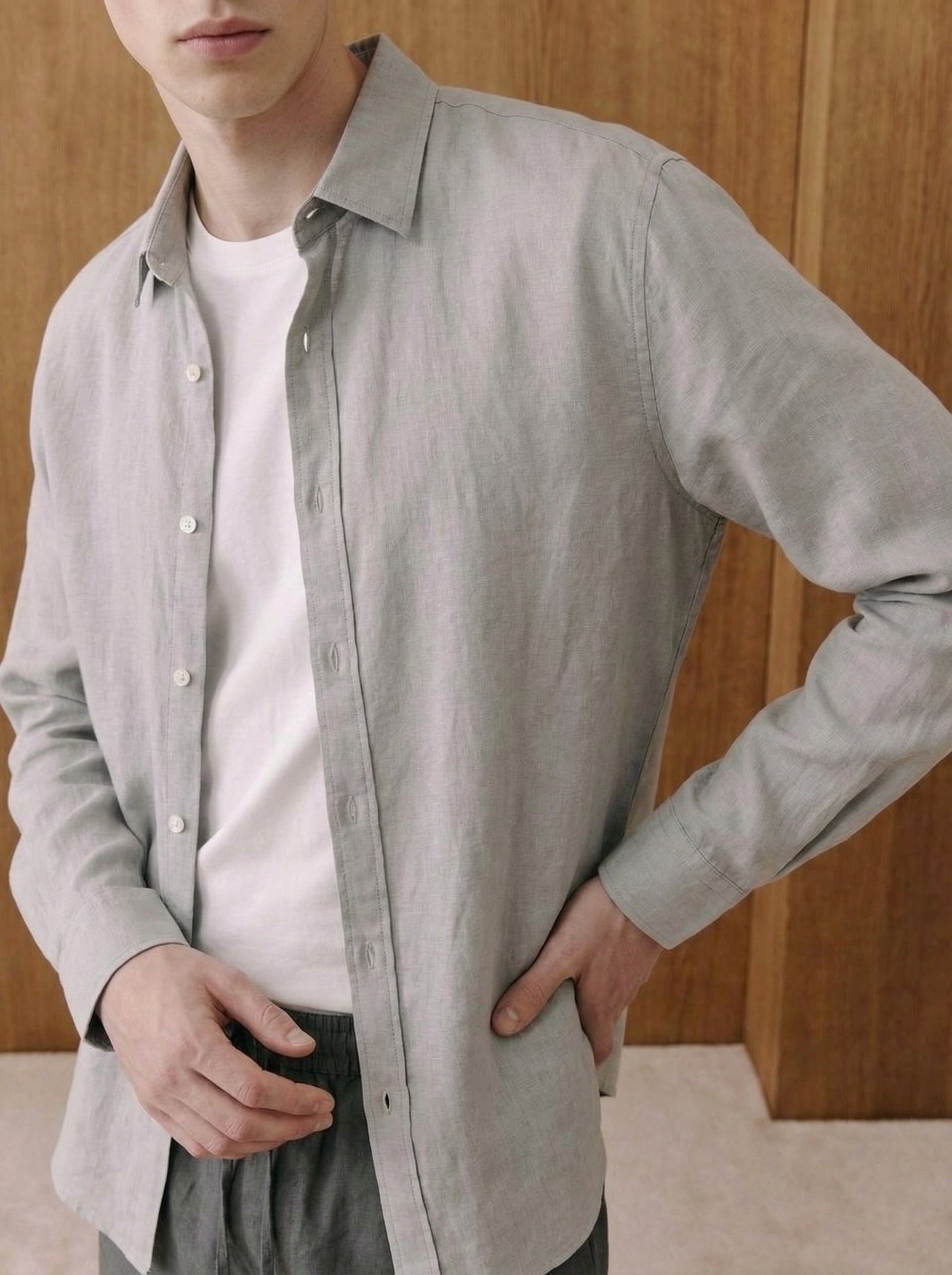 Lorenzo Grey Cotton Muslin Shirt