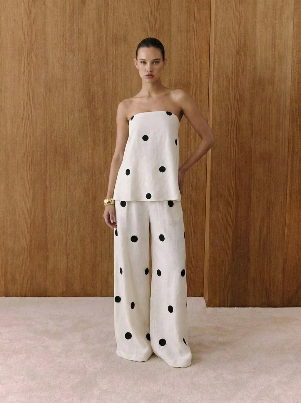 Luna Polka-Dot Strapless Set