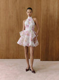 Flora Ruffled Halter Mini Dress