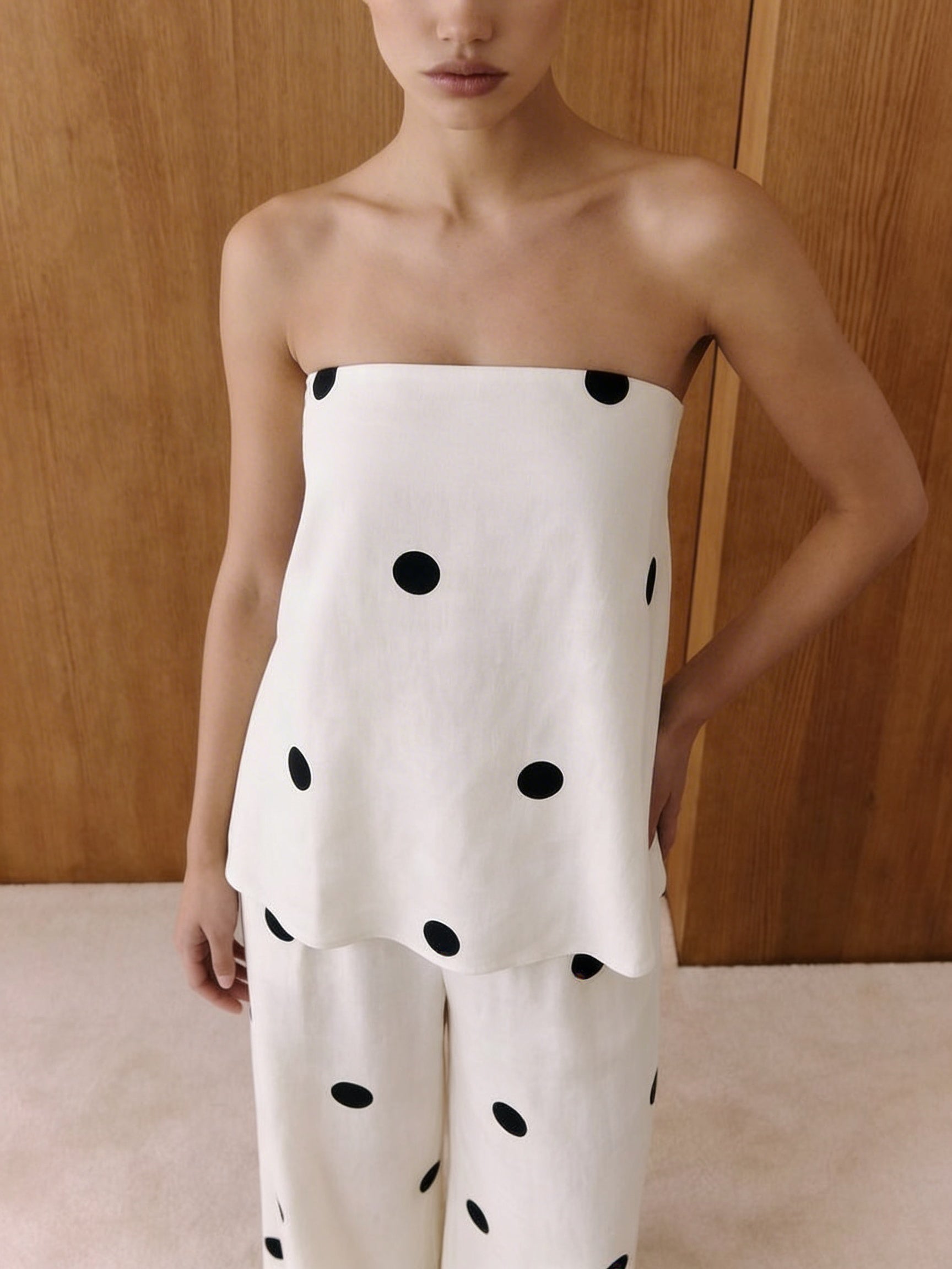 Luna Polka-Dot Strapless Set