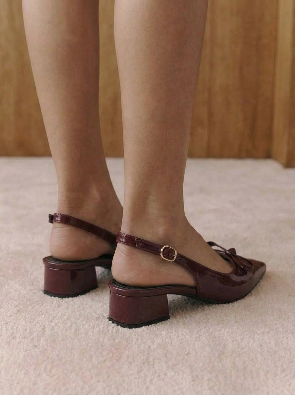 Lila Burgundy Bow Slingbacks