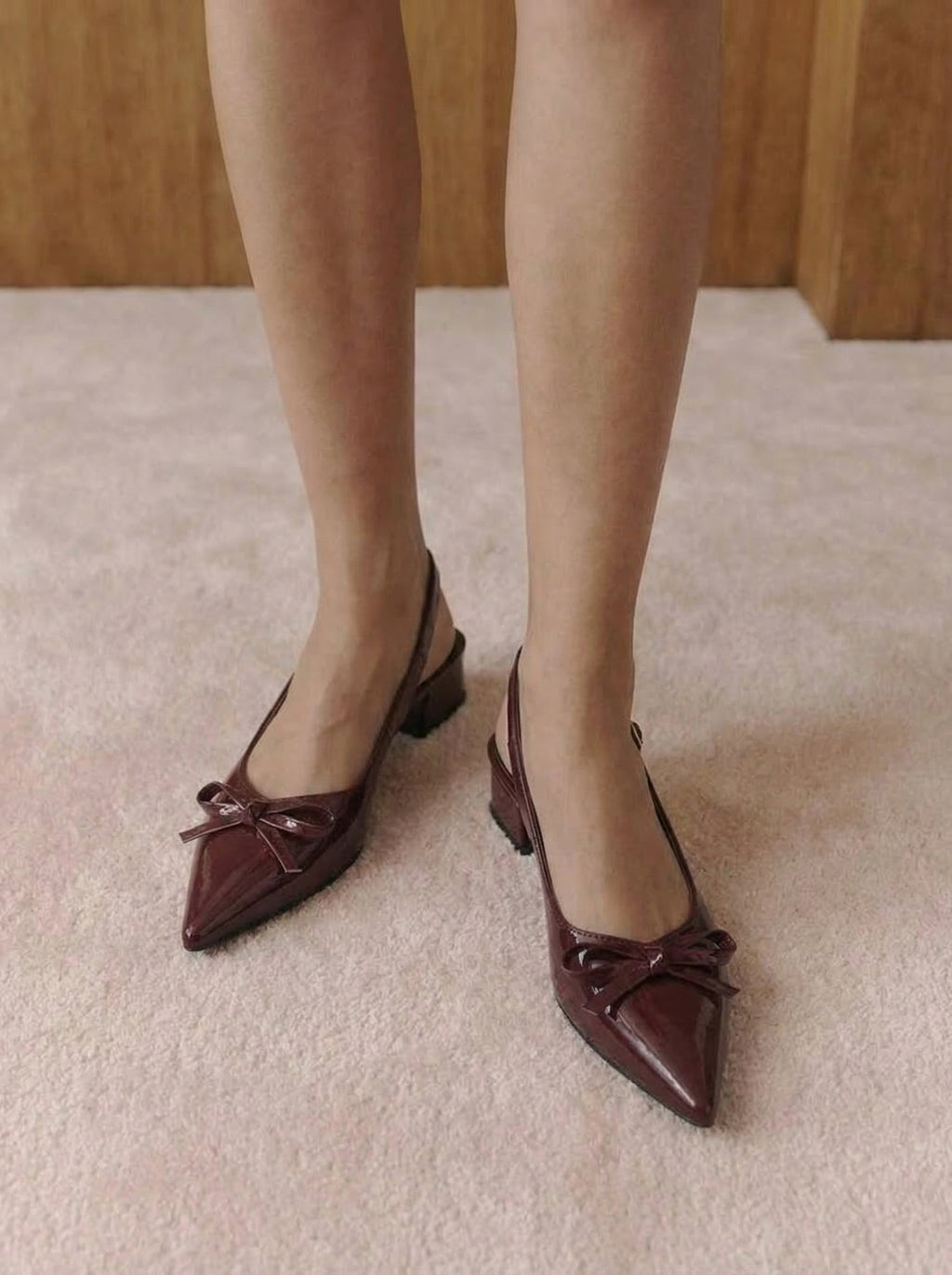 Lila Burgundy Bow Slingbacks