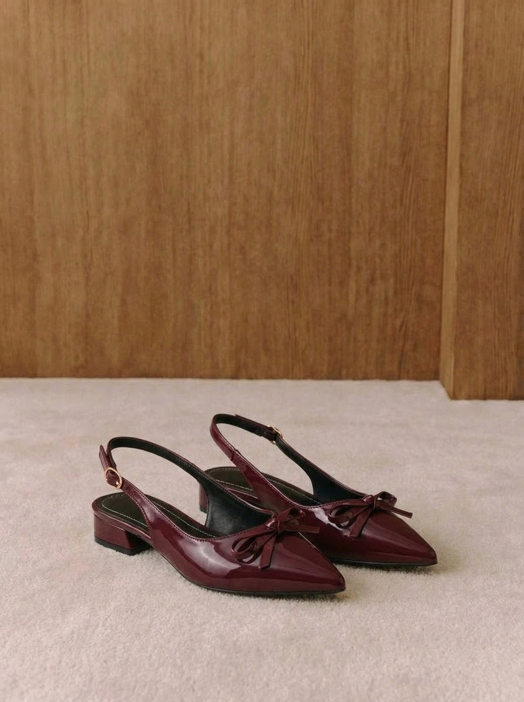Lila Burgundy Bow Slingbacks