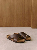 Malik Brown Cork-Sole Sandals