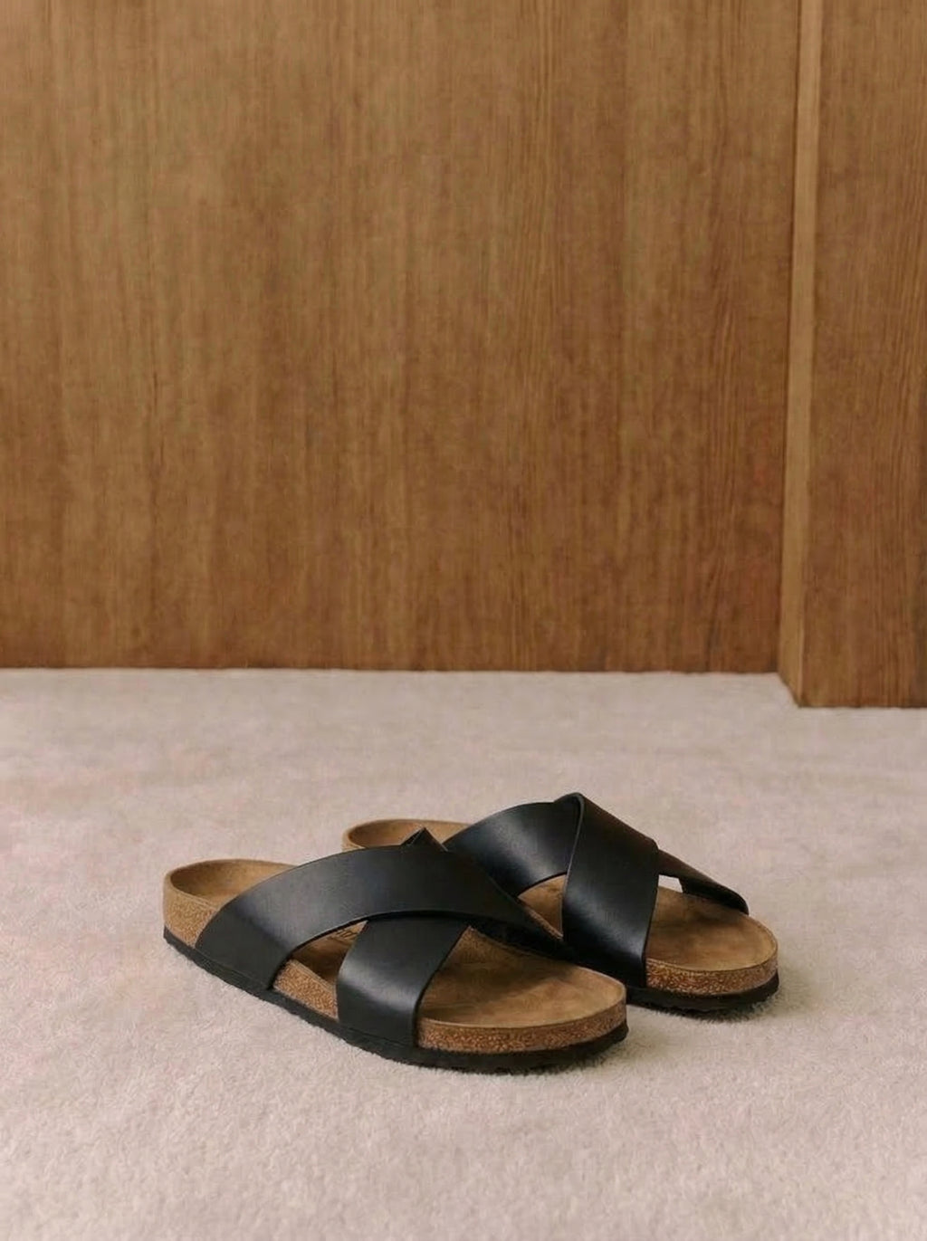 Malik Black Cross-Strap Sandals