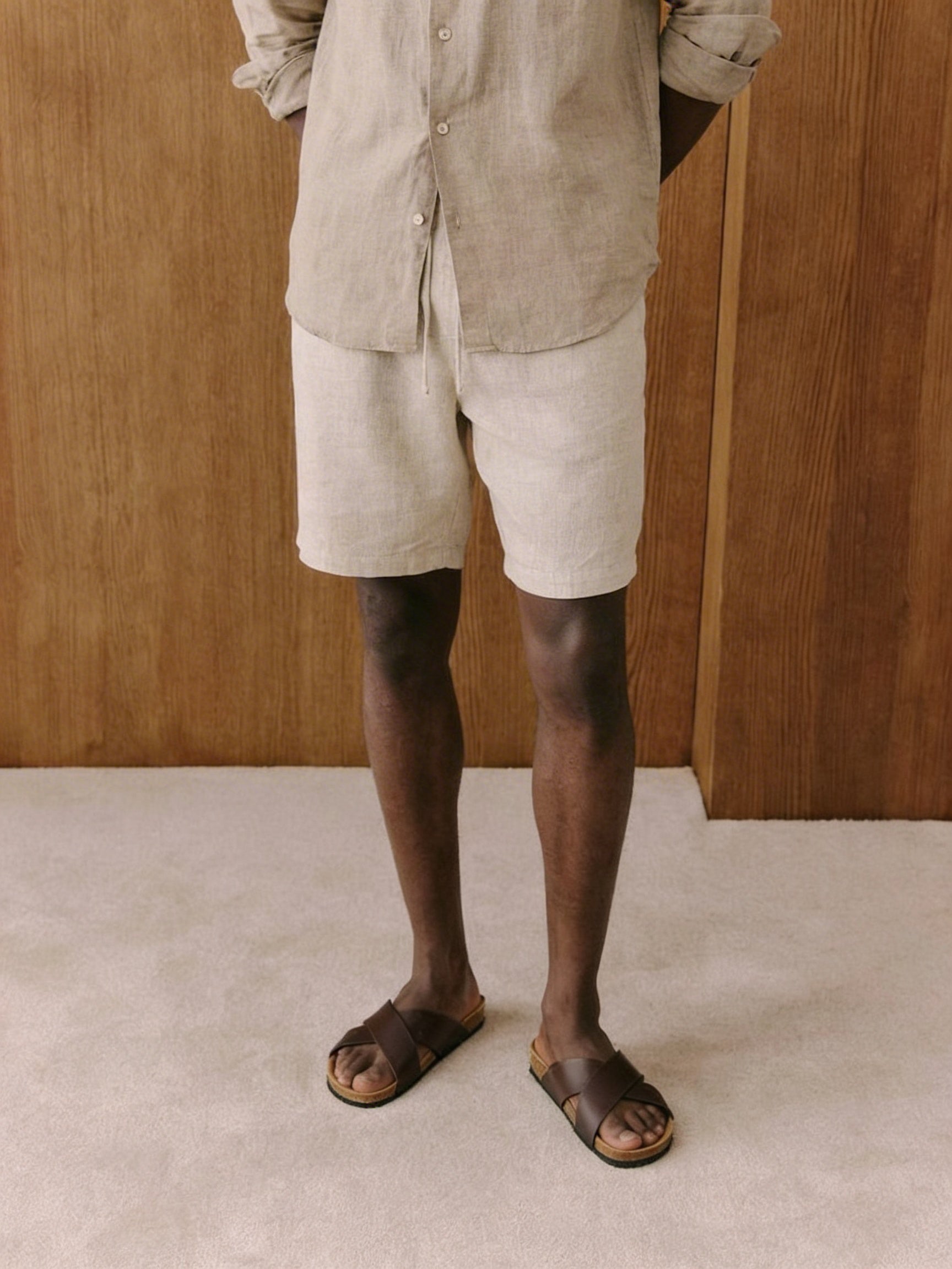 Malik Leinen-Shorts in Erdtönen