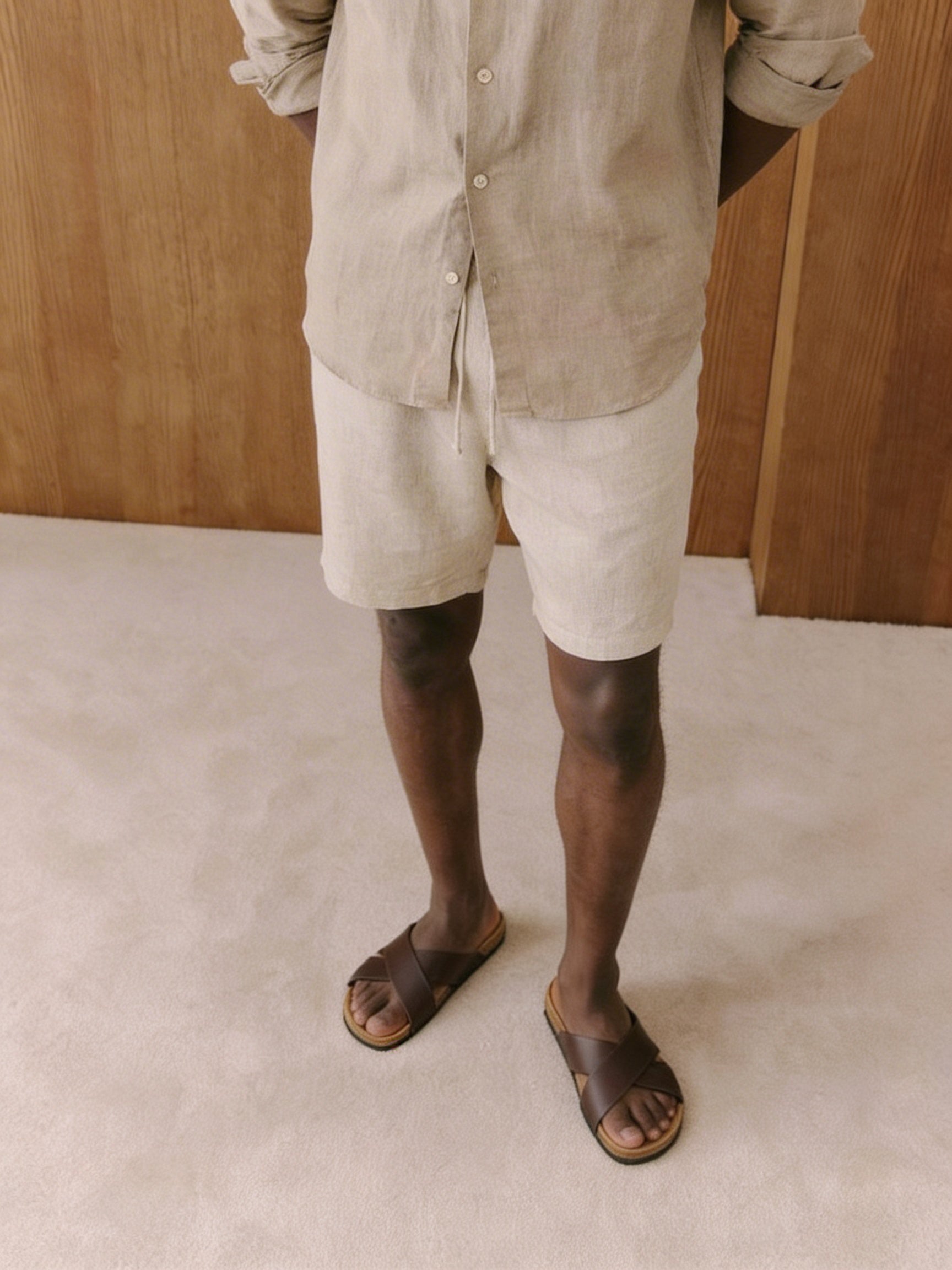 Malik Leinen-Shorts in Erdtönen
