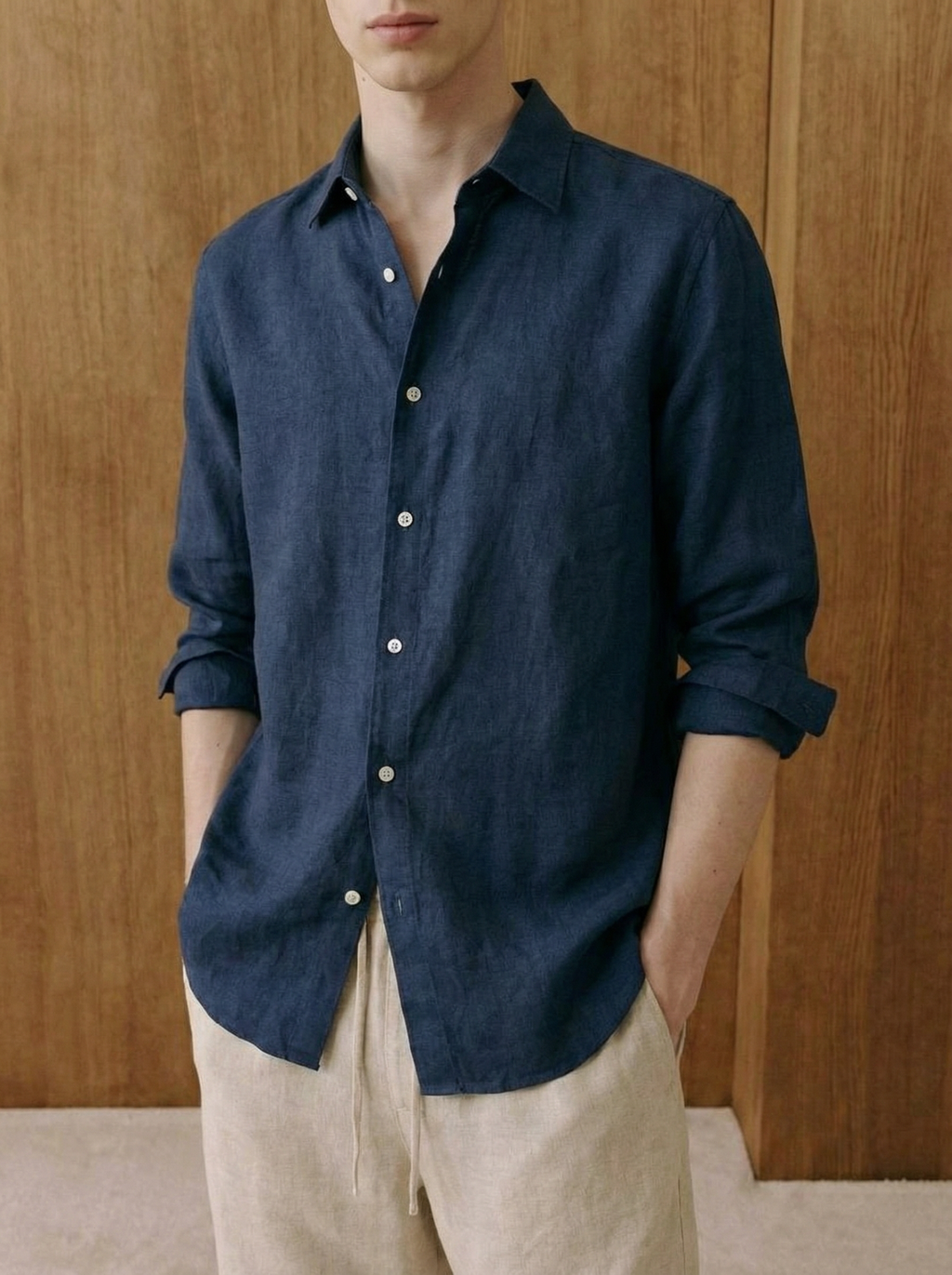 Malik Deepwater-Tone Linen Shirt