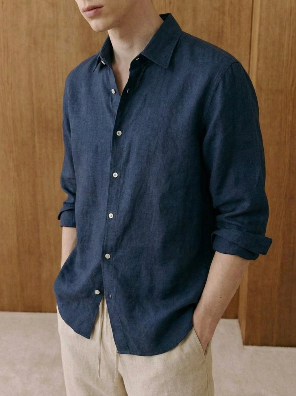 Malik Deepwater-Tone Linen Shirt