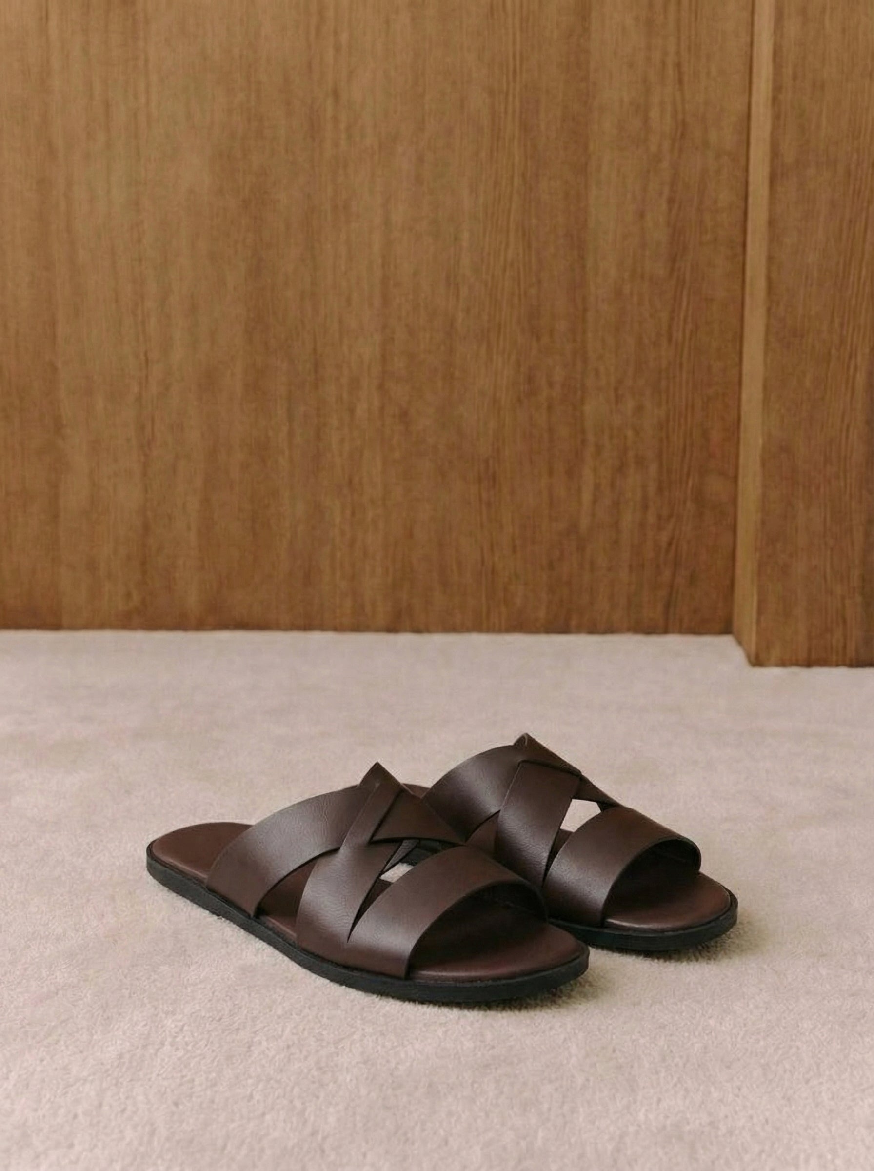 Loris Cross-Strap Leather Slides