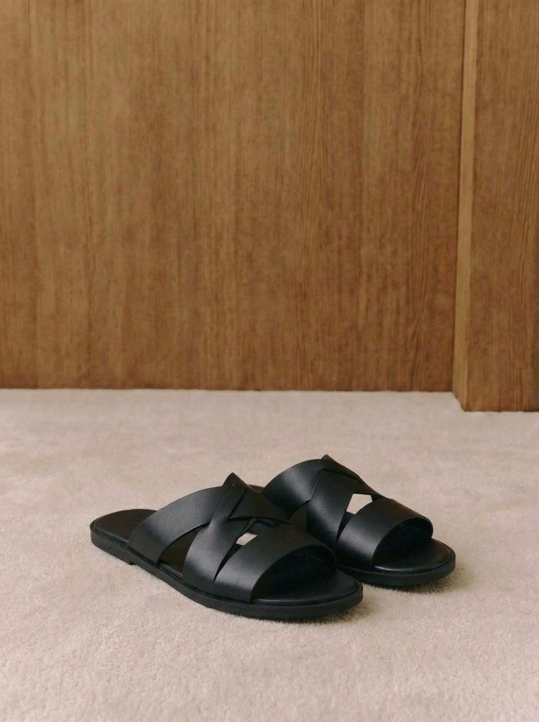 Loris Cross-Strap Leather Slides