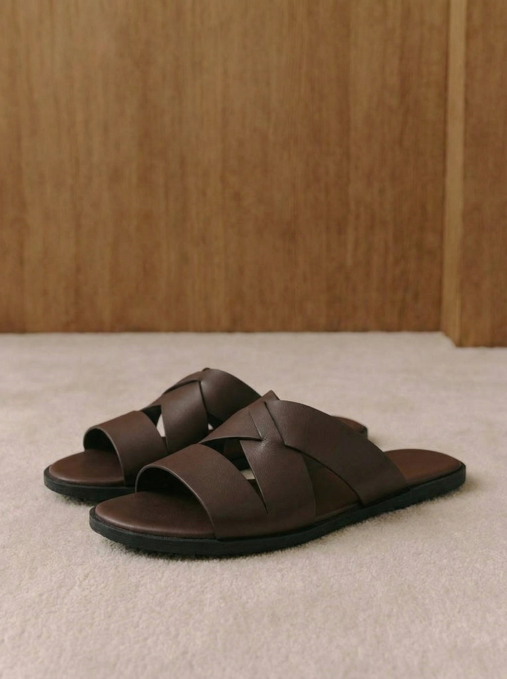 Loris Cross-Strap Leather Slides