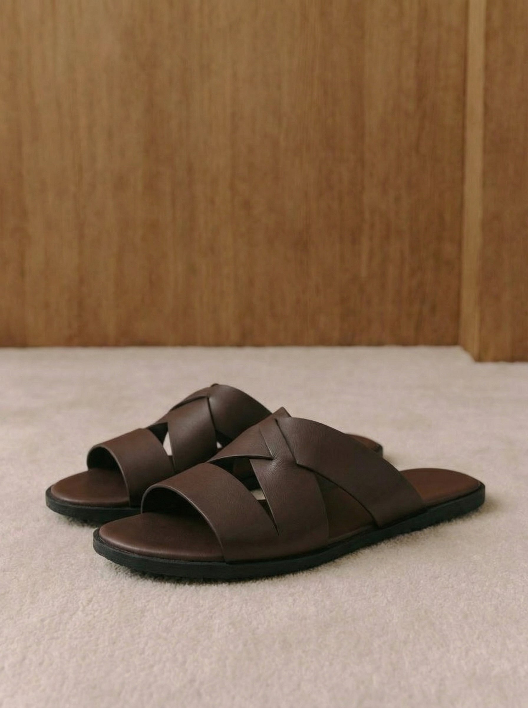 Loris Cross-Strap Leather Slides