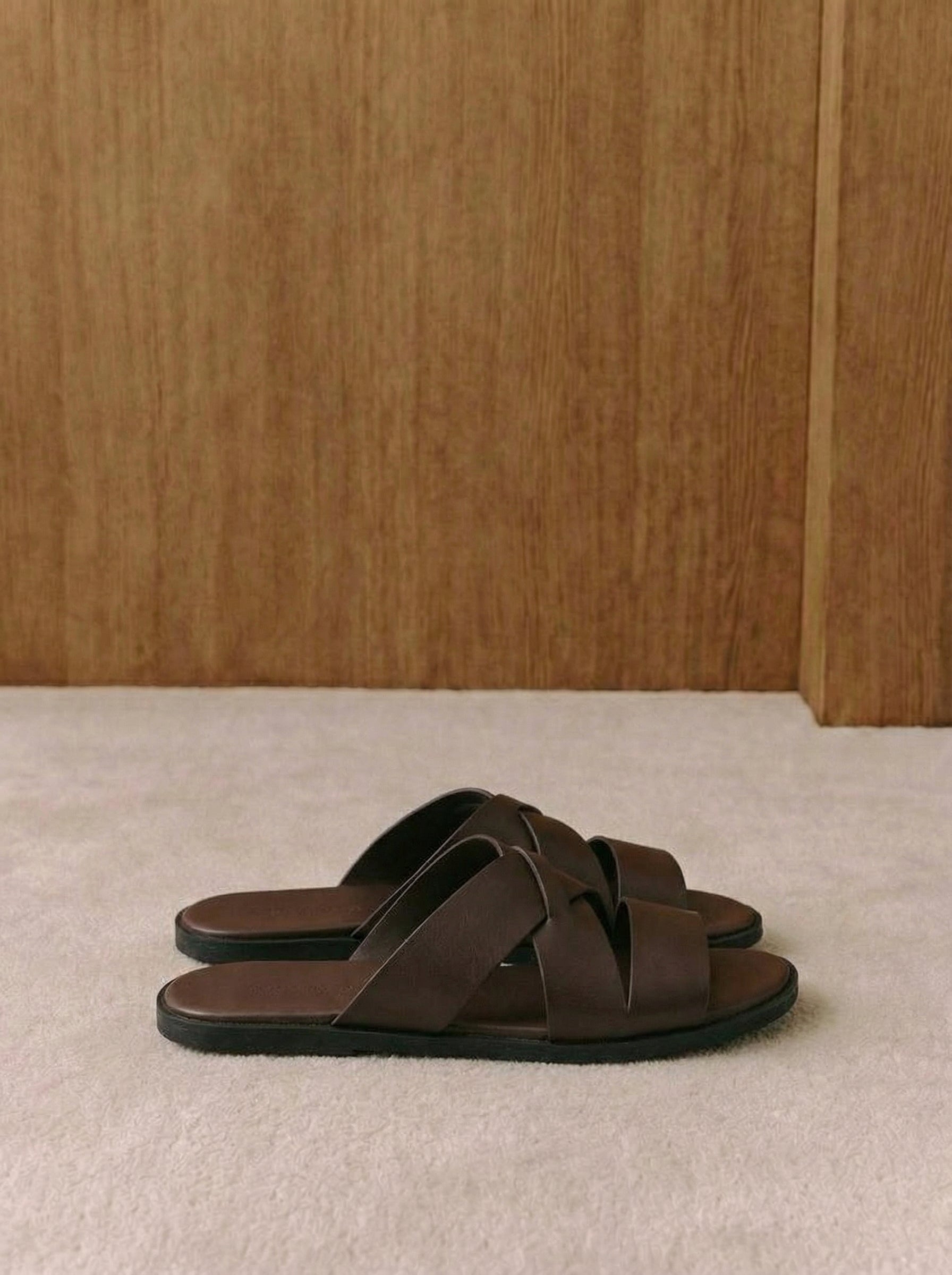 Loris Cross-Strap Leather Slides