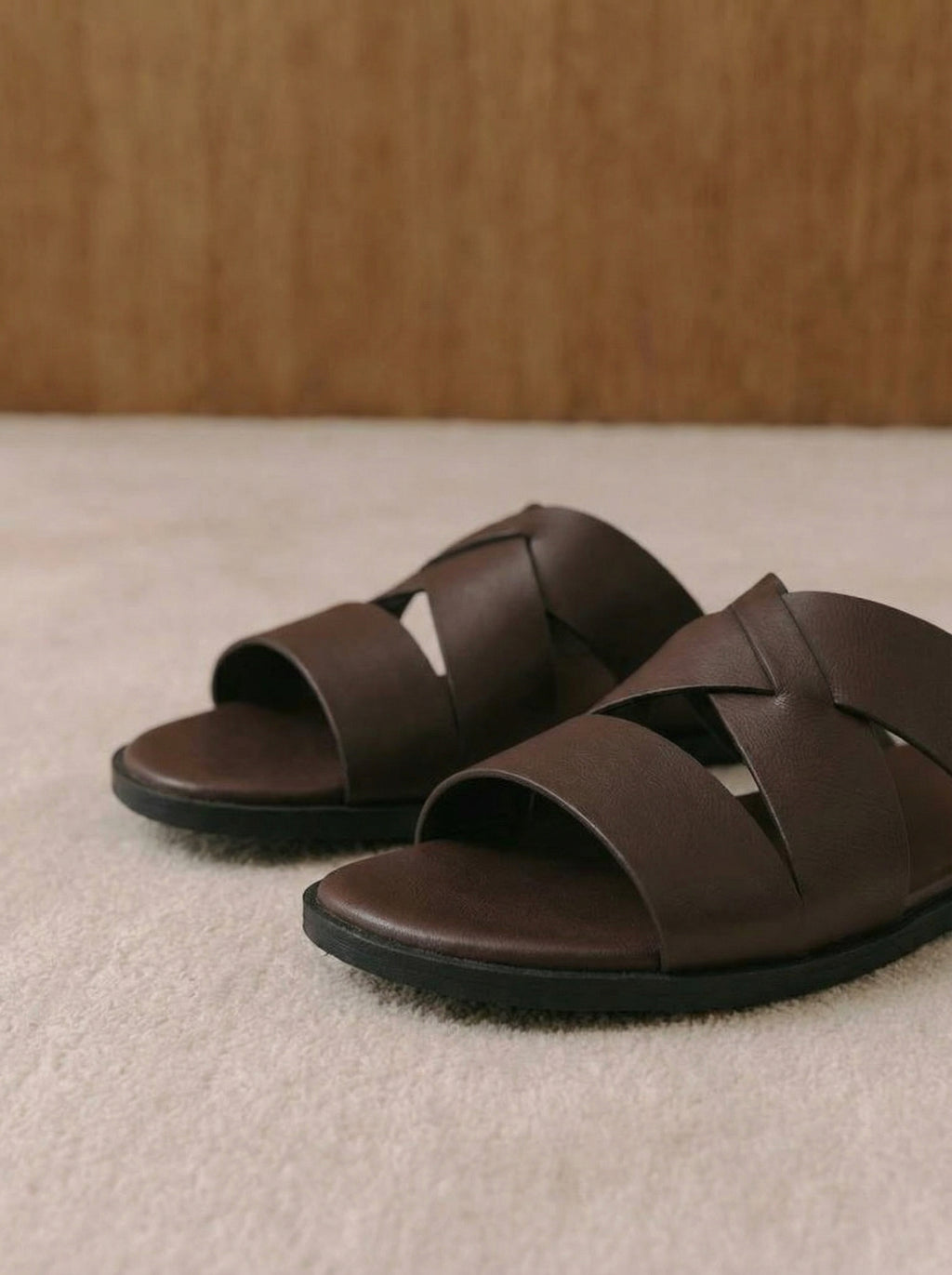Loris Cross-Strap Leather Slides